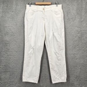 Brax Feel Good Style Mara White Straight Leg Cotton Stretch Pants Womens 29/32